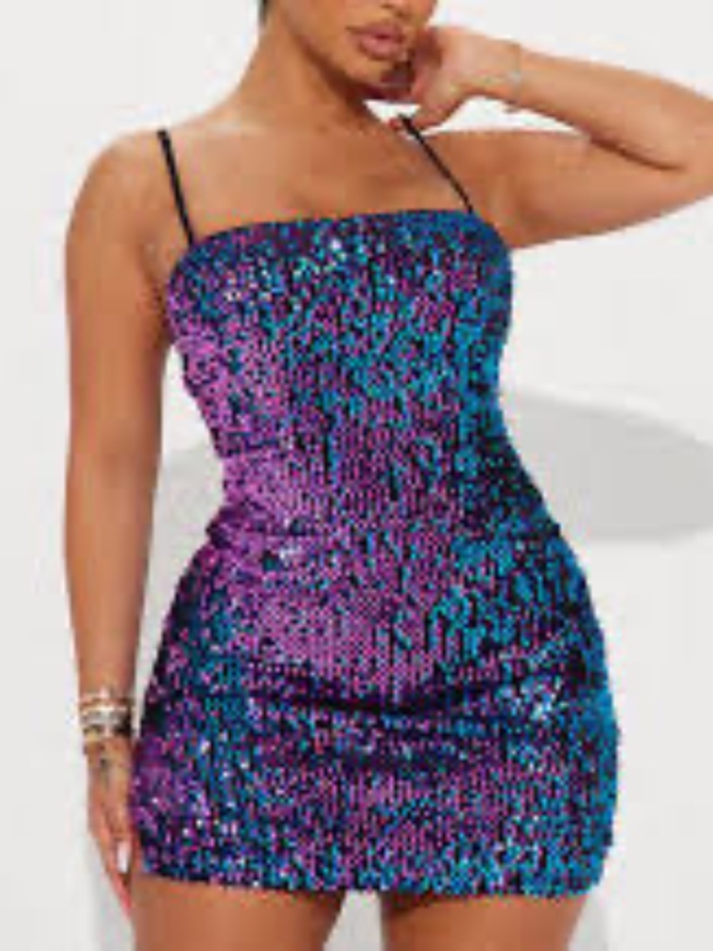 Fashion Nova Bright Light Sequin Mini Dress - Purple/combo size XL NWT